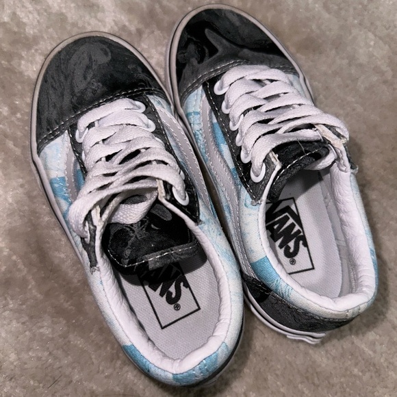 Vans Kids Old Skool Sneakers Shoes Colorful Marble Design Canvas + Suede Sz 10.5 - Picture 9 of 12